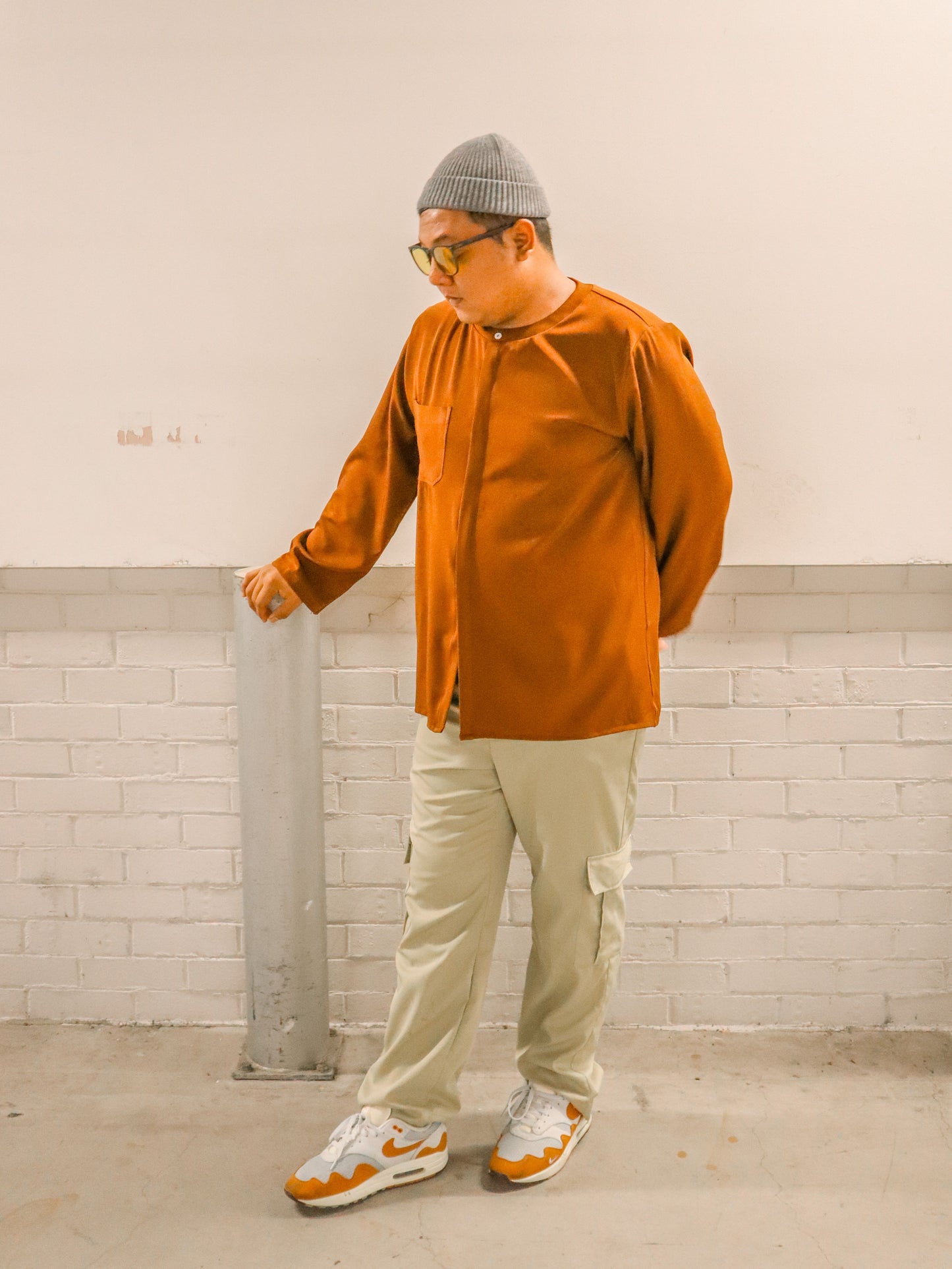 Mandarin Collar Long Sleeve Shirt