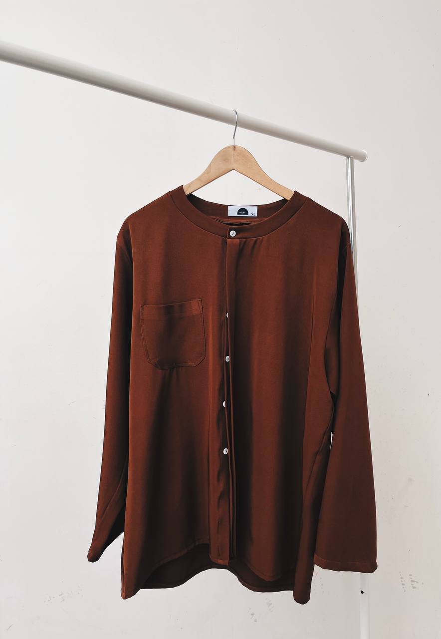 Mandarin Collar Long Sleeve Shirt