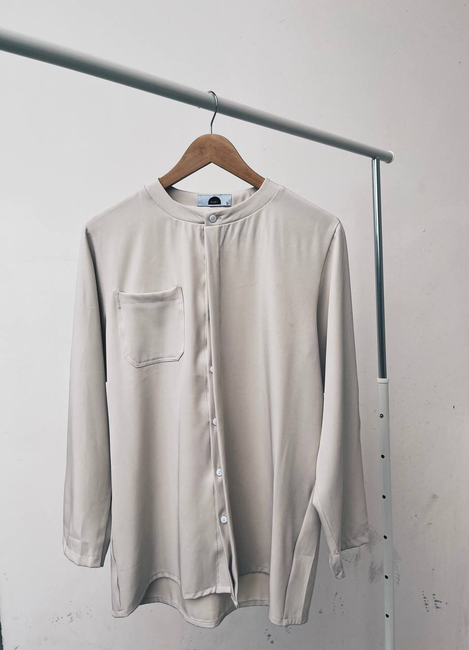 Mandarin Collar Long Sleeve Shirt