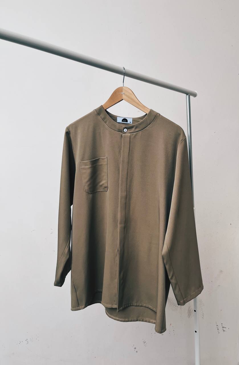 Mandarin Collar Long Sleeve Shirt